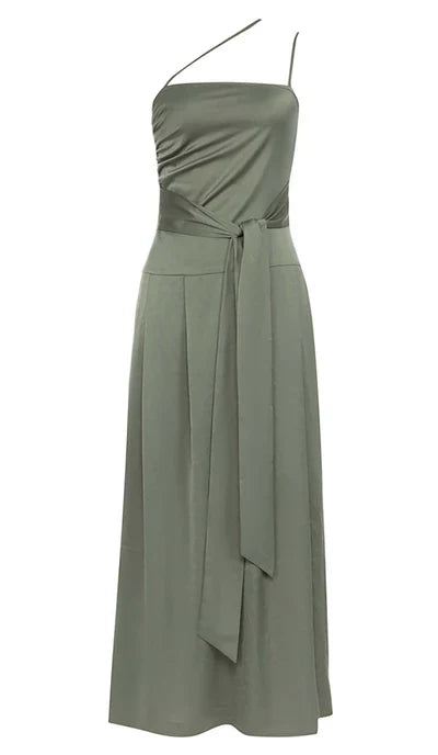 Simple Spaghetti Straps Backless A-line Satin Prom Dress