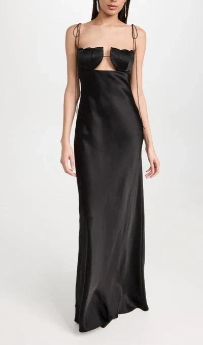 A-line Shell Strapless Tied Satin Ball Gown