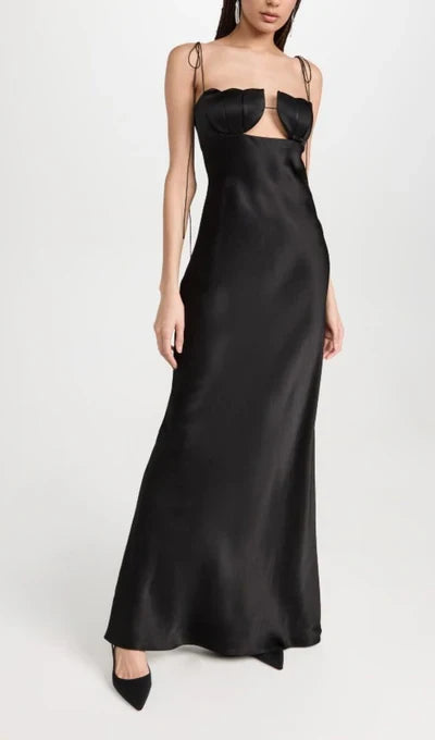 A-line Shell Strapless Tied Satin Ball Gown