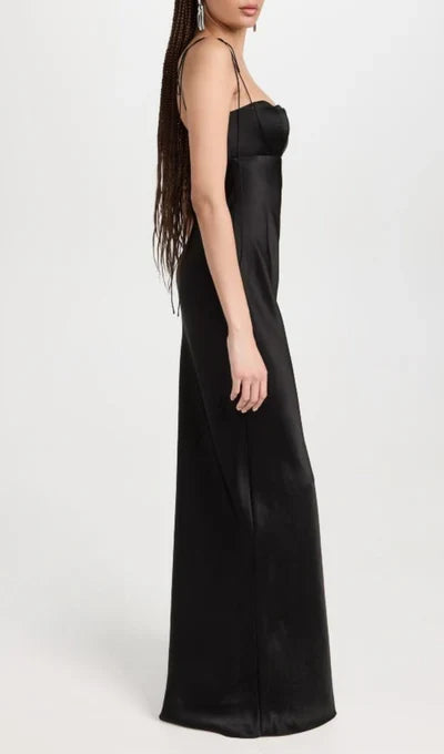 A-line Shell Strapless Tied Satin Ball Gown