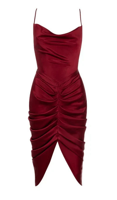 Satin Draped Corset Prom Dress