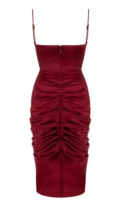 Satin Draped Corset Prom Dress