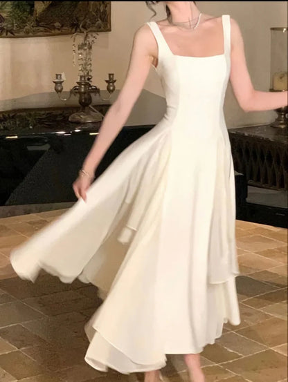 A-line Pleated Square Neck Ball Gown