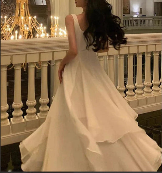 A-line Pleated Square Neck Ball Gown