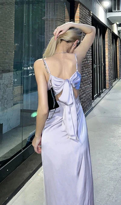 Satin Spaghetti Straps Strap Prom Dress