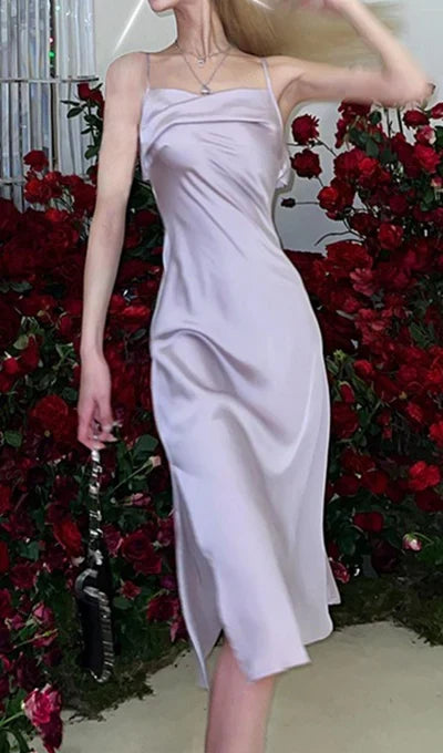 Satin Spaghetti Straps Strap Prom Dress