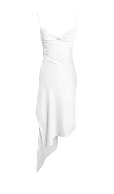 Spaghetti Straps Satin Prom Dress With Side Slit