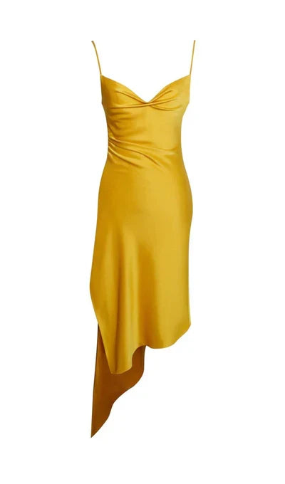 Spaghetti Straps Satin Prom Dress With Side Slit