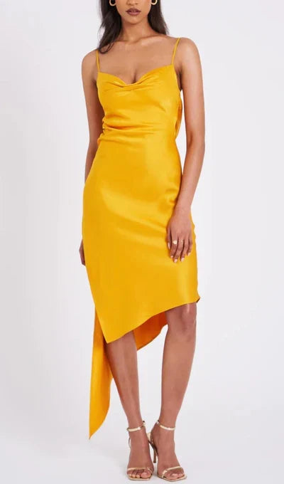 Spaghetti Straps Satin Prom Dress With Side Slit