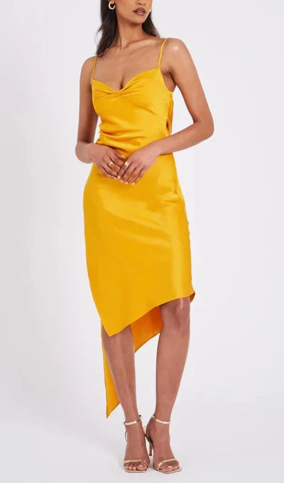 Spaghetti Straps Satin Prom Dress With Side Slit