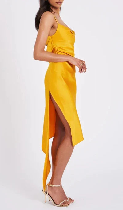 Spaghetti Straps Satin Prom Dress With Side Slit