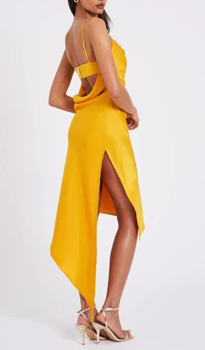 Spaghetti Straps Satin Prom Dress With Side Slit