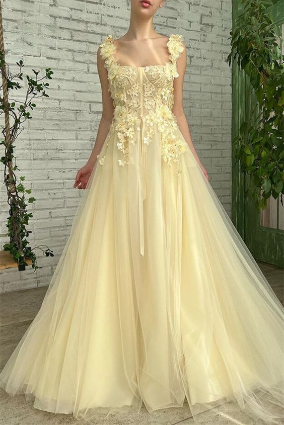 A-Line Sleeveless With Applique Formal Prom Dress
