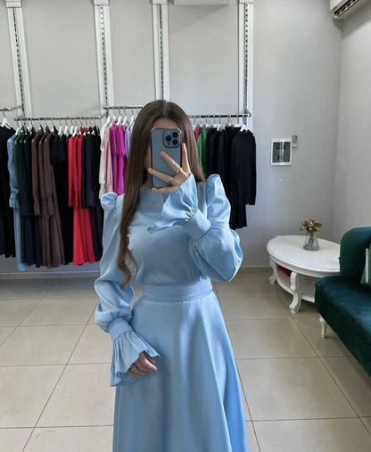 A-line Long Sleeves Elegant Party Prom Dresses