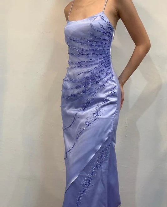 A-line Spaghetti Straps Prom Dress With Slit