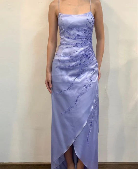 A-line Spaghetti Straps Prom Dress With Slit