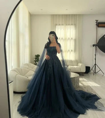 A-line Sequins Beaded Embroidery Prom Evenning Dress