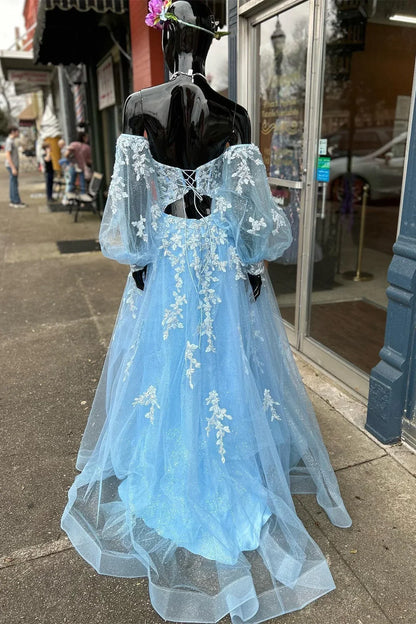 A-Line Floral Lace Sweetheart Prom Gown with Sleeves