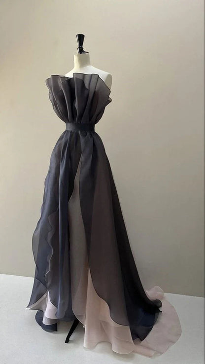 Off-the-Shoulder A-line Tulle Ruffle Prom Dress