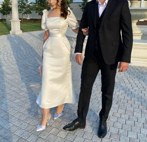 A-line Fairy-Tale Square Neck Prom Dress