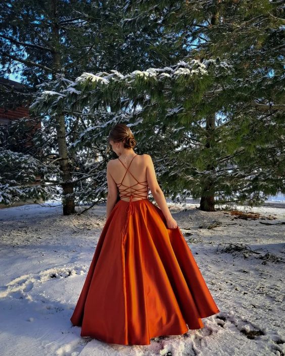 Satin Prom Dress Ballgown With Pockets
