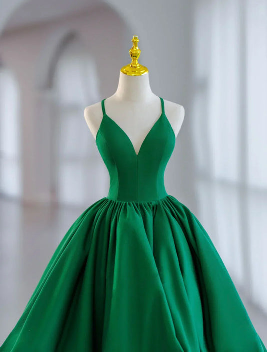 A-line Spaghetti Straps Satin Short Prom Homecoming Dress ﻿