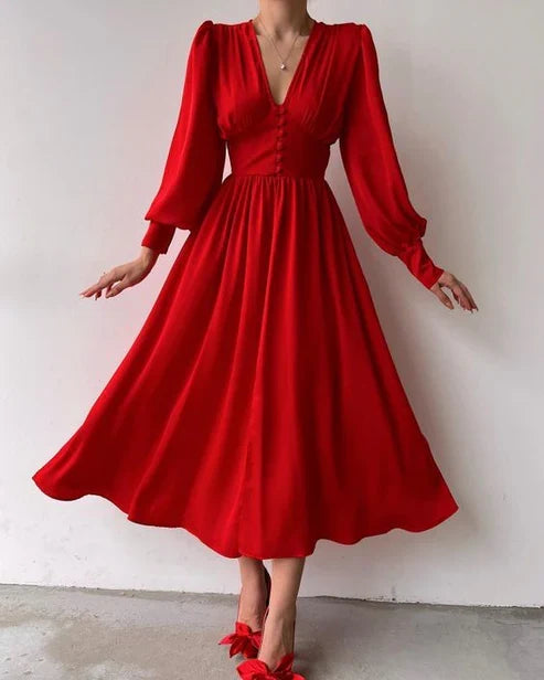 A-line Elegant Long Sleeves Prom Dress Ankle Length
