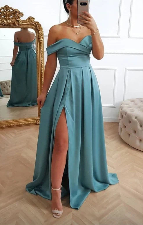 Off the Shoulder Prom Dress With Slit