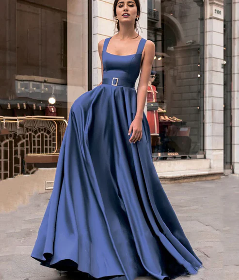 A-line Elegant Strapless Sleeveless Satin Criss-Cross Sashes Prom Dress