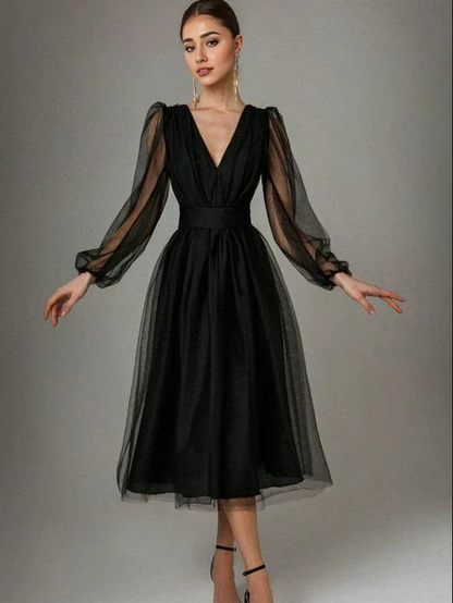 A-line Elegant Long Sleeves Prom Dress