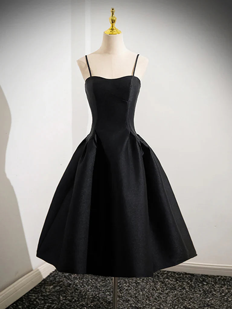 Simple Spaghetti Straps A-line Satin Short Prom Dress