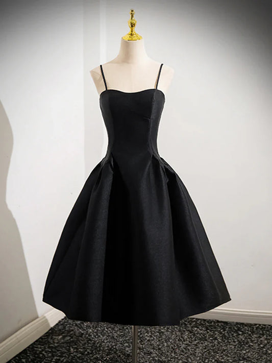 Simple Spaghetti Straps A-line Satin Short Prom Dress