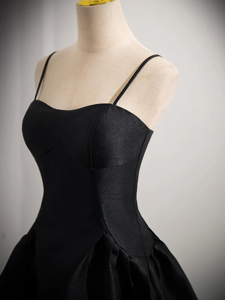 Simple Spaghetti Straps A-line Satin Short Prom Dress