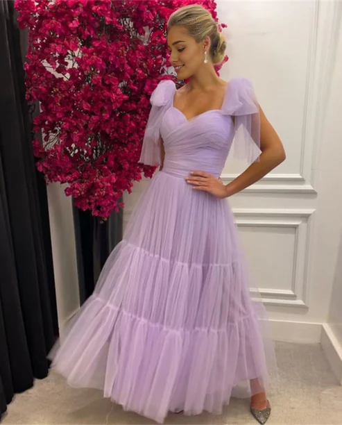 Sleeveless A-line Tulle Floor Length Prom Dress