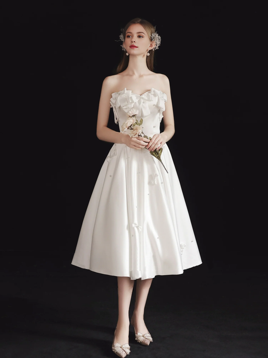 A-line Off-the-Shoulder Sweetheart Neck Satin Prom Dress