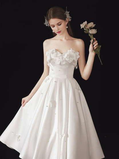 A-line Off-the-Shoulder Sweetheart Neck Satin Prom Dress