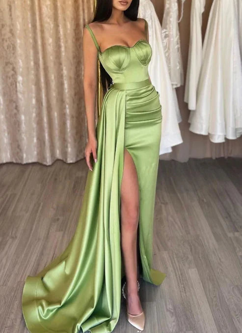 A-line Simple Sweetheart Neck Prom Dress With Slit
