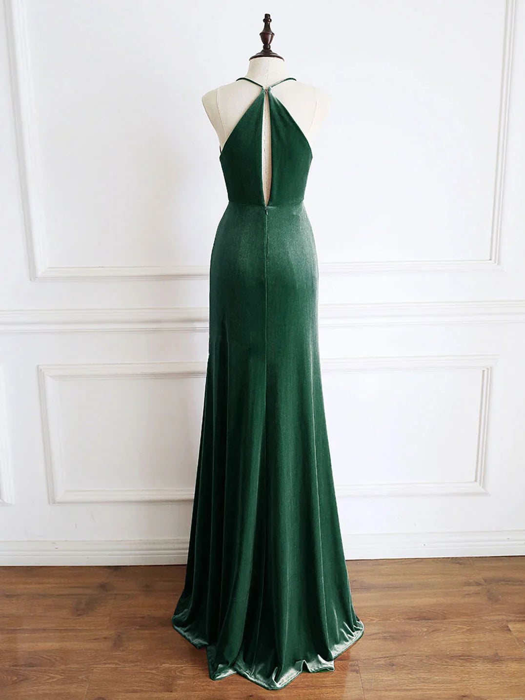 Halter Off-the-Shoulder Mermaid Velvet Prom Dress