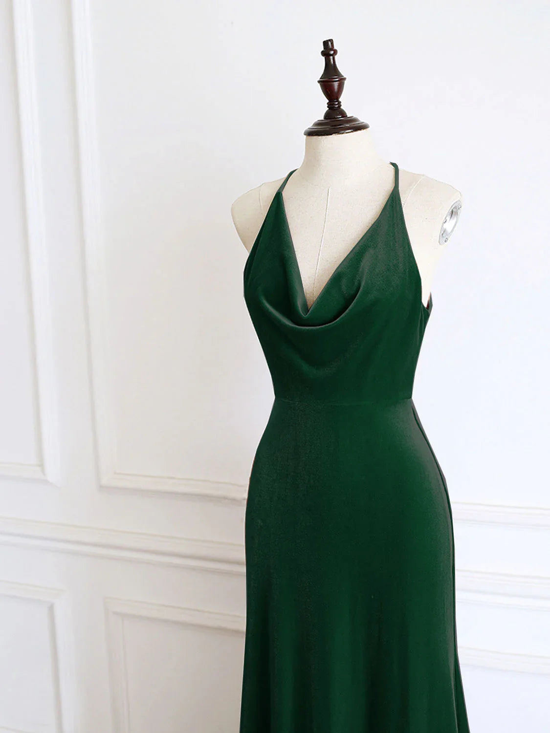 Halter Off-the-Shoulder Mermaid Velvet Prom Dress