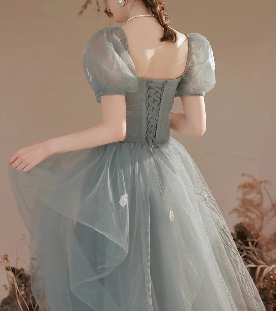A-line Off-the-Shoulder Square Neckline Prom Dress ﻿