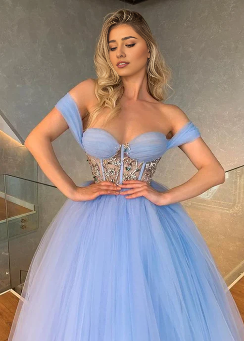 Off-the-Shoulder Tulle Sweetheart Prom Dress