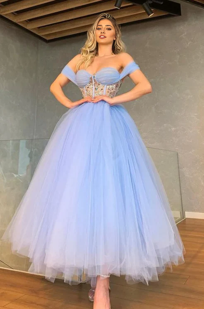 Off-the-Shoulder Tulle Sweetheart Prom Dress