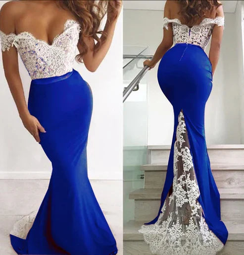 Off-the-Shoulder Backless Mermaid Prom Dress