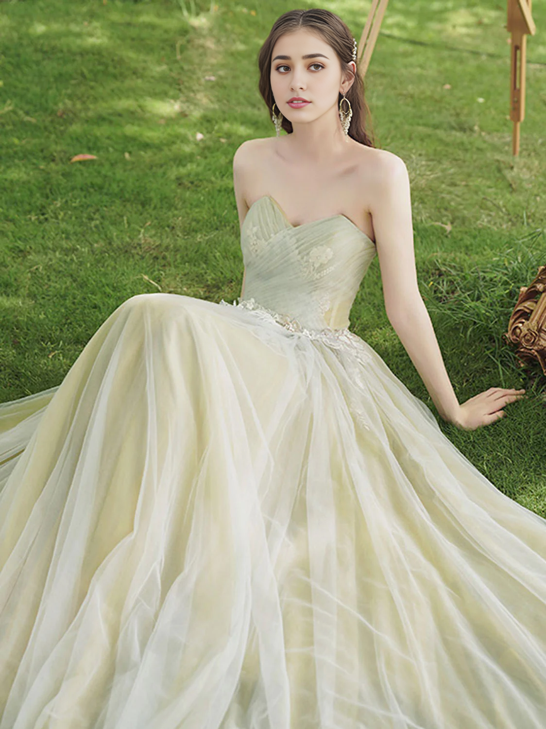 A-line Tulle Lace Off-the-Shoulder Prom Dres