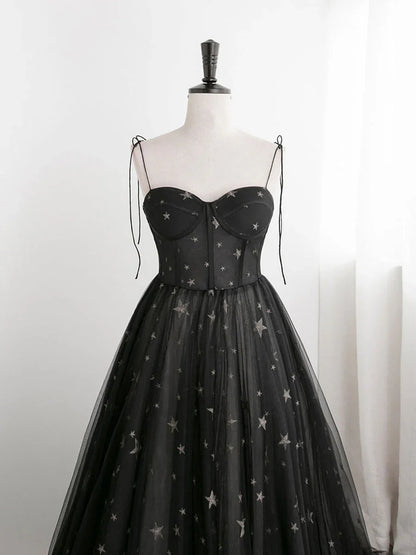 A-line Sweetheart Neck Tulle Spaghetti Straps Prom Dress