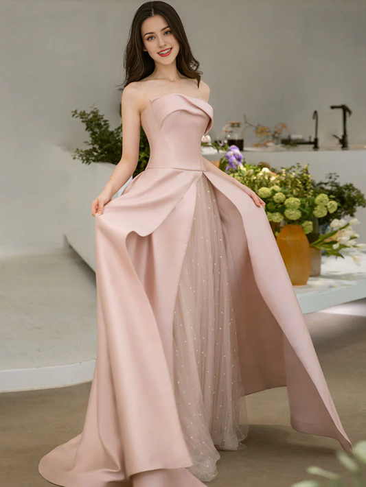 Satin Tulle Off-the-Shoulder Prom Dress