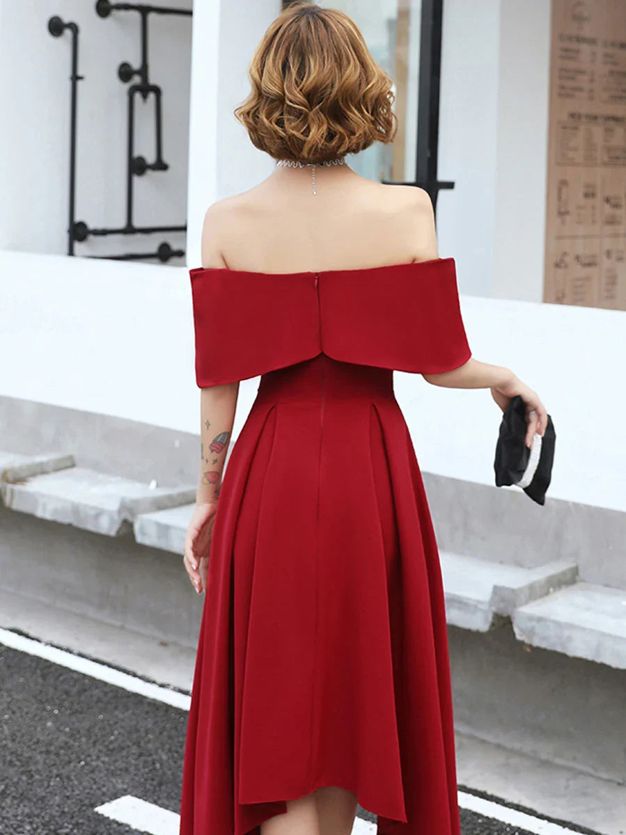 A-line Simple Off Shoulder Prom Dresses