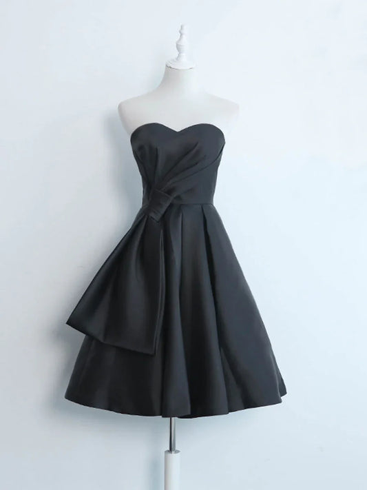 Off-the-Shoulder Simple Sweetheart Satin Short Prom Dress