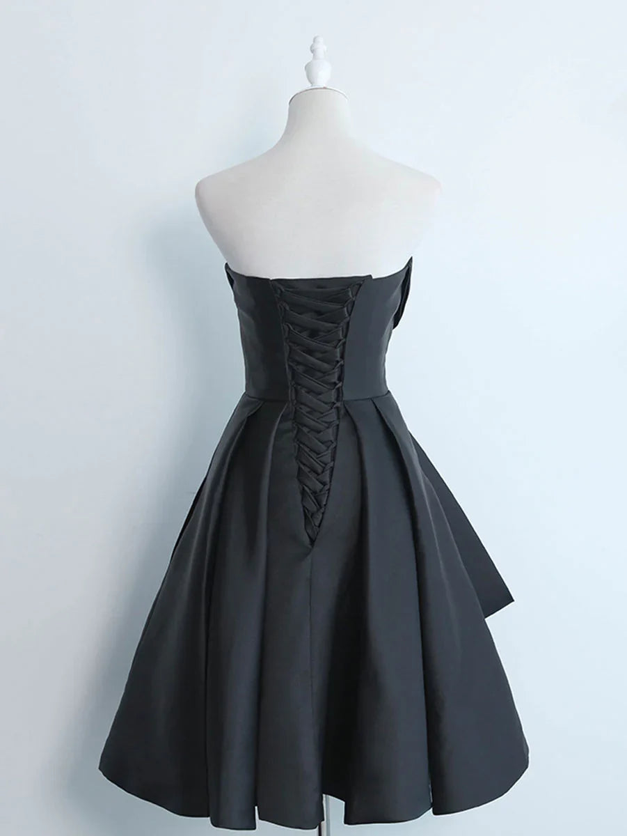 Off-the-Shoulder Simple Sweetheart Satin Short Prom Dress