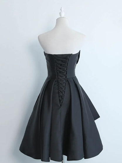 Off-the-Shoulder Simple Sweetheart Satin Short Prom Dress